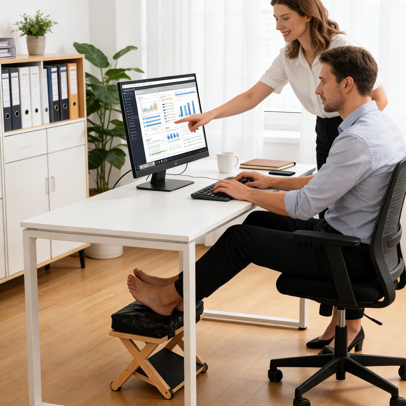 Footrest Under Desk - Reposapiés de madera de doble capa