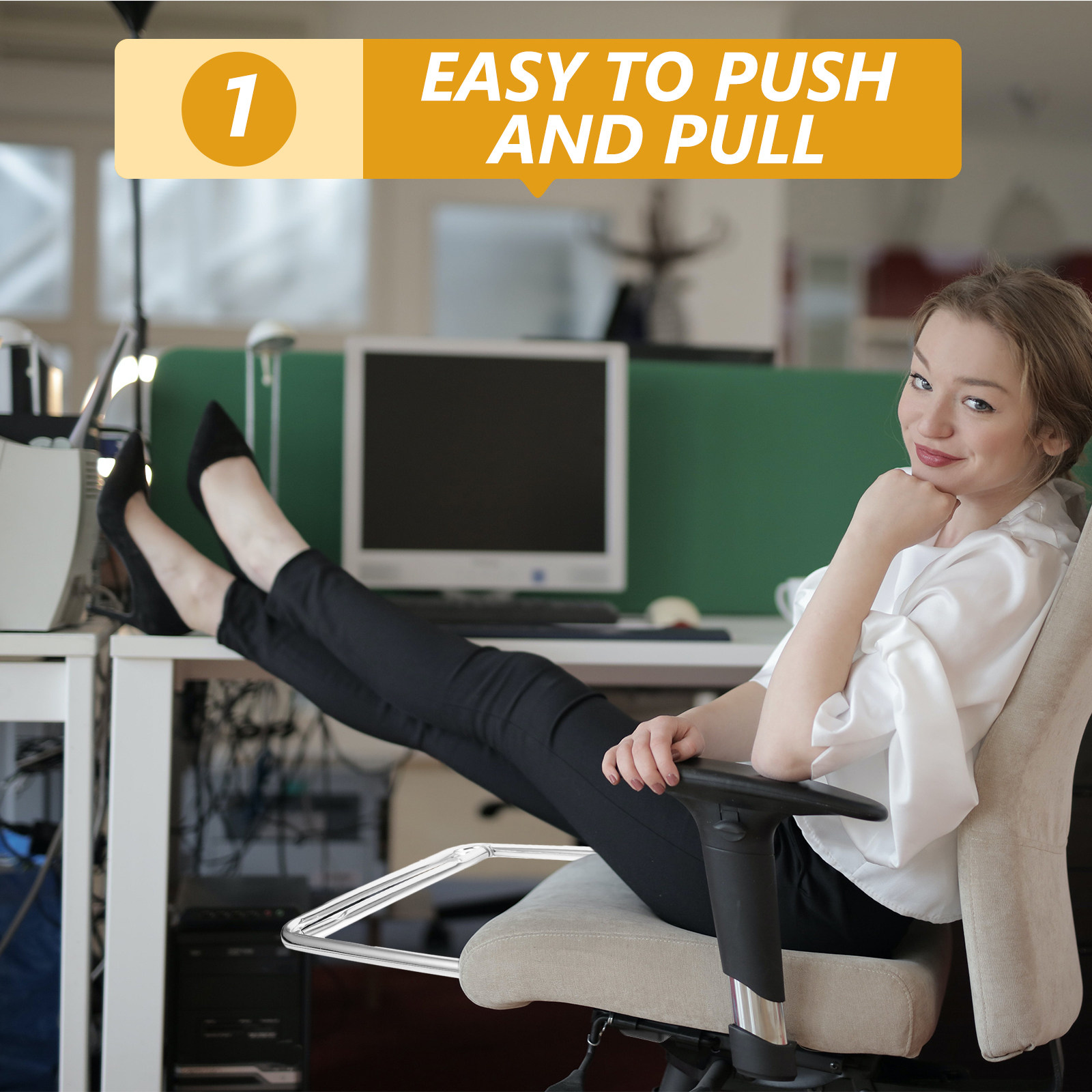 Footrest Under Desk - Reposapiés de acero inoxidable para escritorio